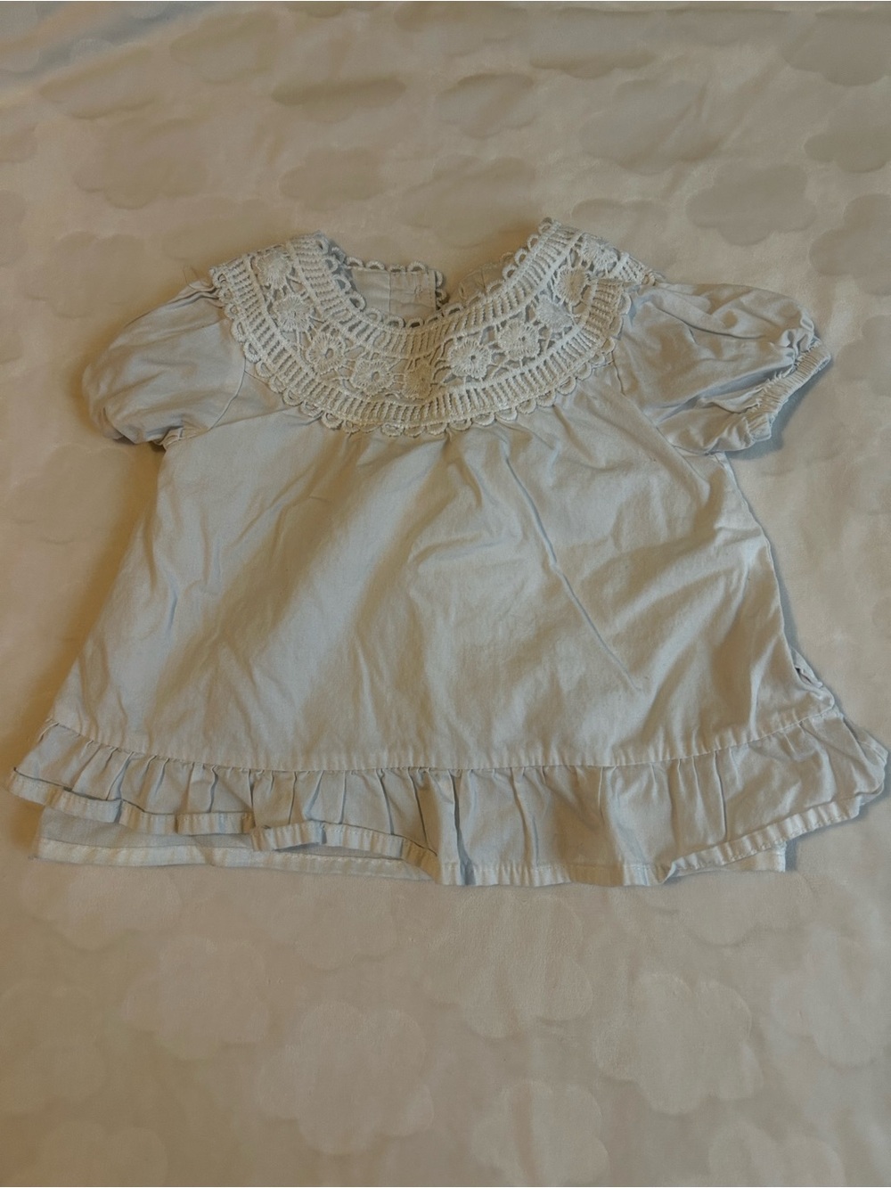 Kensie Cream Crochet Ruffle Top